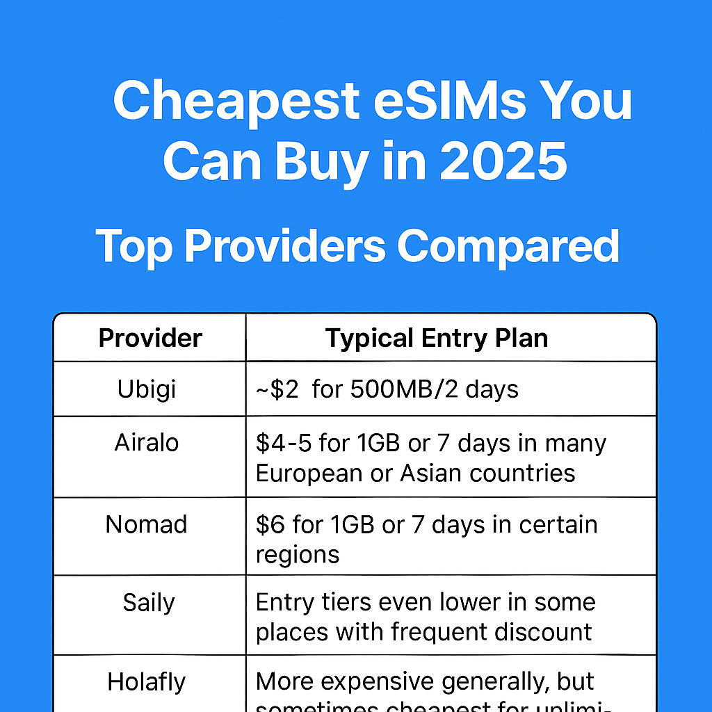 Cheapest eSIMs You Can Buy in 2025 – Top Providers Compared
